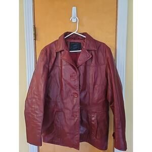 Vtg Steve Madden Womens Brick Red Leather Jacket Nylon Lining Y2k 2000s Large